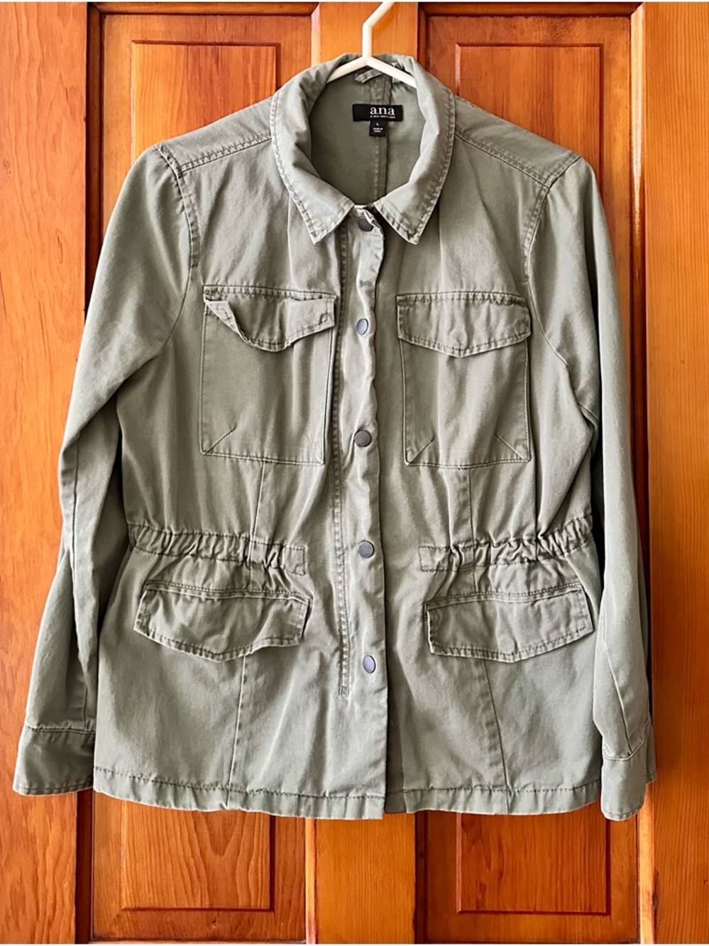 a.n.a Olive Green Utility Jacket with Waist Drawstring